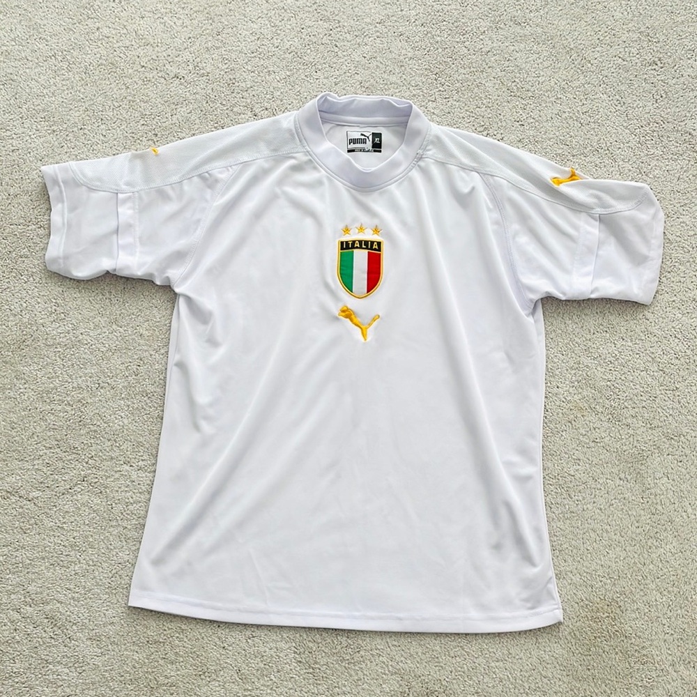 Puma White Italy National Team Jersey with Yellow Accents